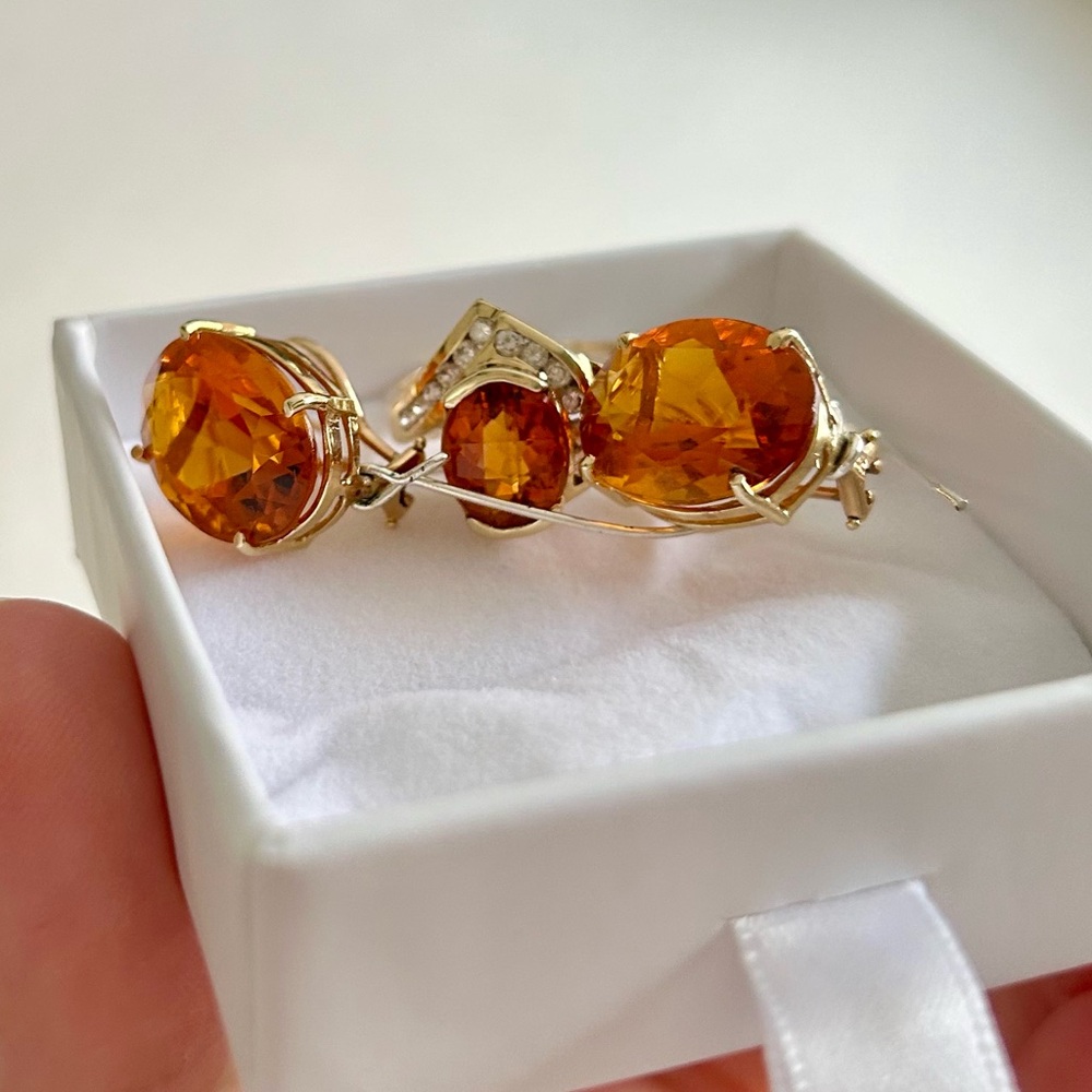 Exquisite Oversized AAA Madeira Citrine & 14K Gold Lever Back Earrings - Picture 12 of 15